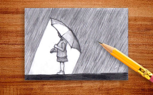 Как нарисовать двое под дождем