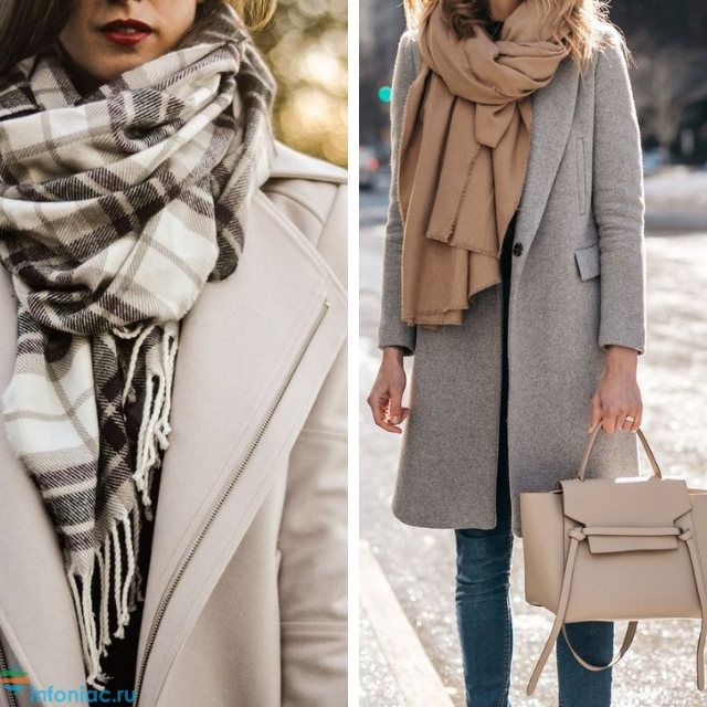 Как одеть шарф с пальто