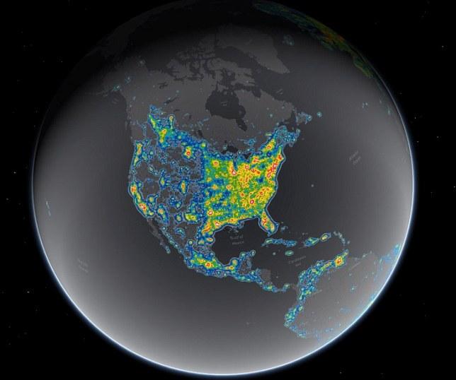 Карта светового загрязнения неба