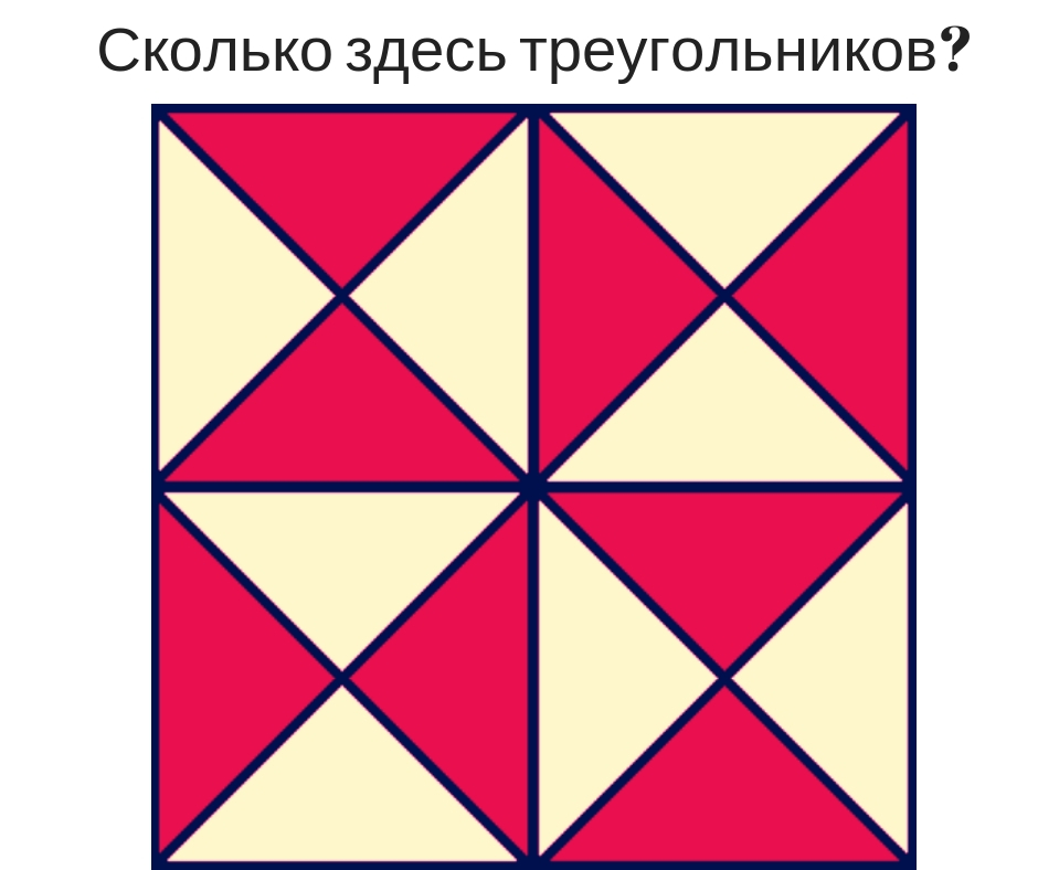 Сколько на рисунке треугольников в квадрате на рисунке